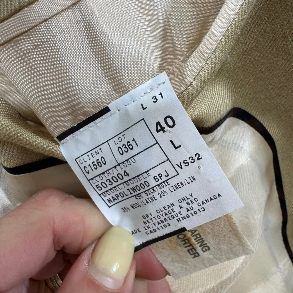 Black Brown 1826 Men's Blazer Tan Silk Wool Linen 40L Never Worn Quiet Luxury
